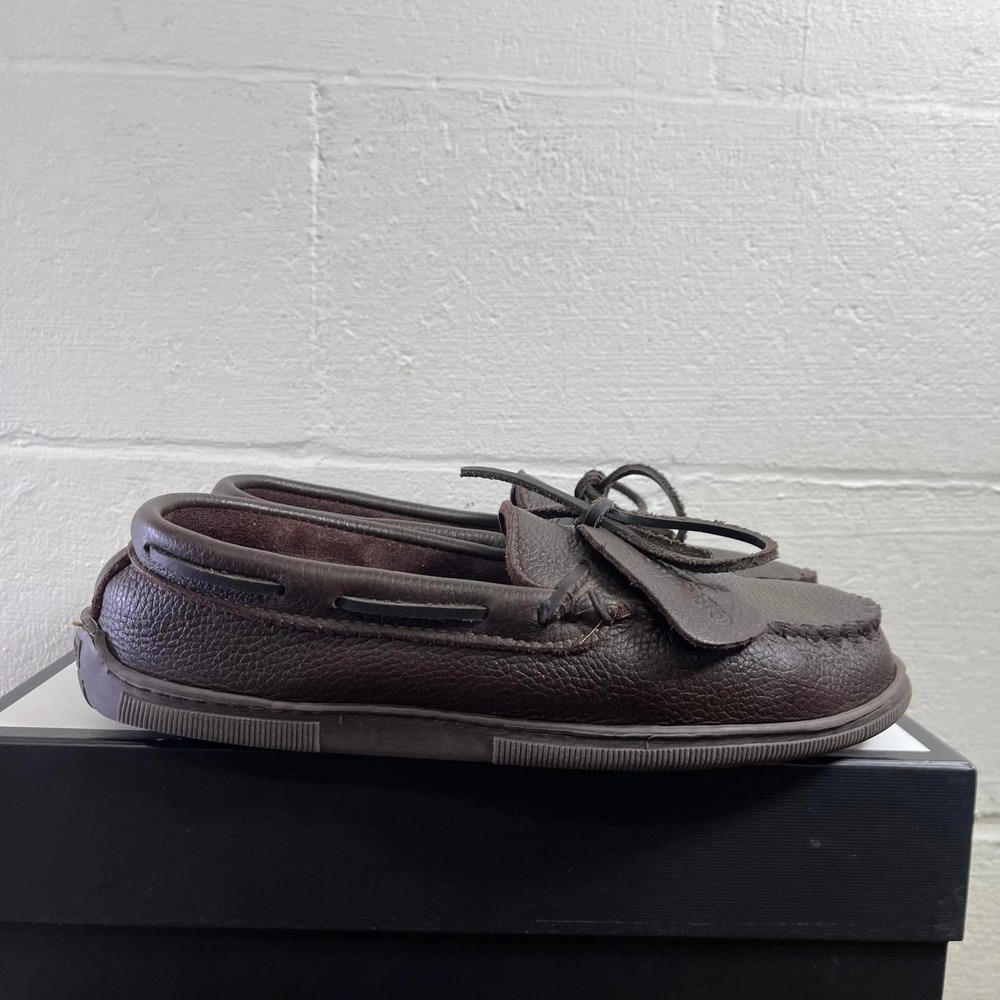 Minnetonka Moosehide Classic 892 Moccasins Brown Leather Slip On Men's 12 US